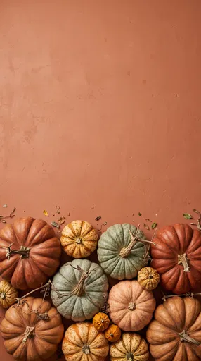 Heirloom Pumpkins on Terracotta Backdrop