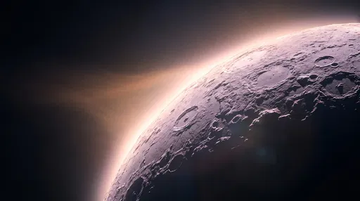 Backlit Cratered Planet Limb in Space