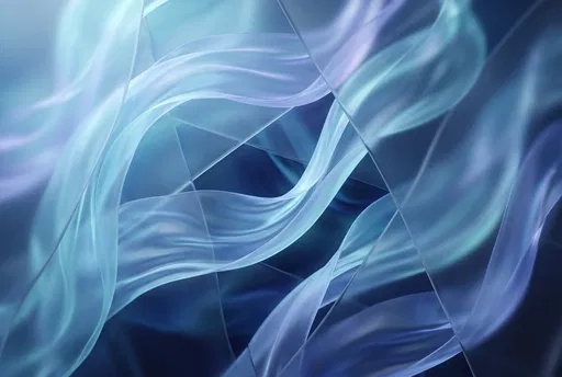 Abstract Blue Translucent Ribbons and Glass