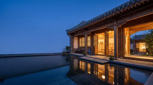 Traditional Chinese Courtyard House at Blue Hour