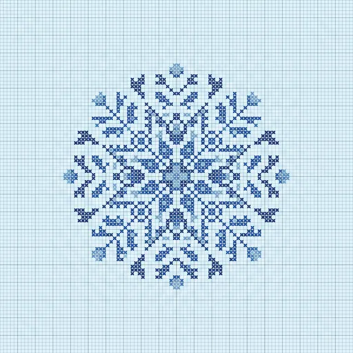 Blue Cross-Stitch Snowflake Mandala Pattern