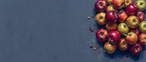Pastel Illustration of Apples with Copy Space