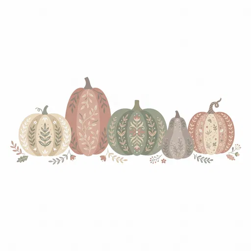 Five Scandinavian Folk Art Pumpkins
