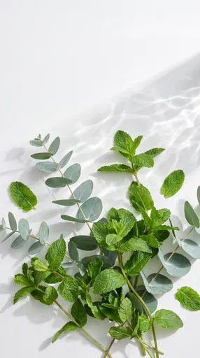 Fresh Eucalyptus and Mint Flat Lay