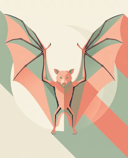 Minimalist Pastel Flying Fox Illustration