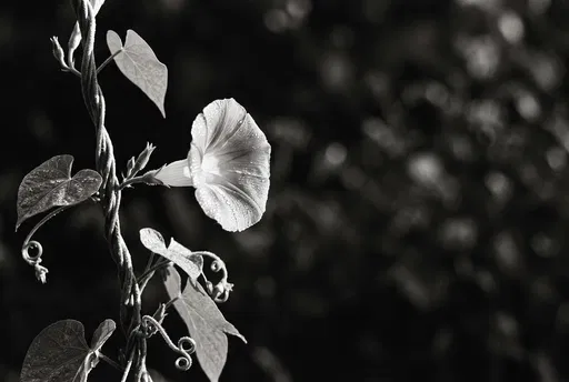 Black and White Dewy Morning Glory Vine