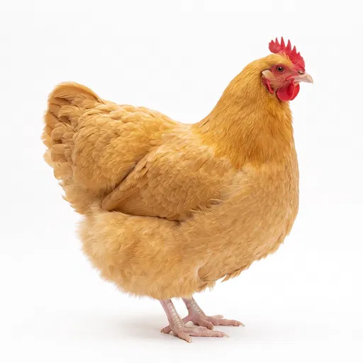 Buff Orpington Hen on White Background