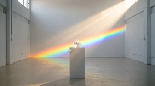 Crystal Prism With Rainbow in White Studio