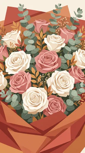 Flat Illustration of Rose Bouquet