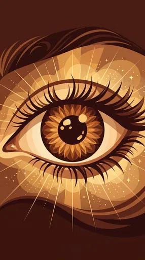 Stylized Golden Brown Eye Flat Illustration