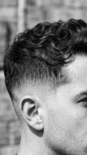 Monochrome Close-Up of Men's Fade Haircut