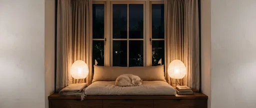Sleeping Cat in Cozy Window Nook