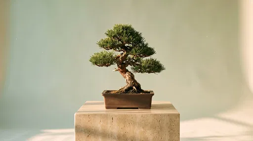Bonsai Pine Tree on Stone Pedestal