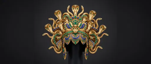 Ornate Golden Gorgon Snake Headdress