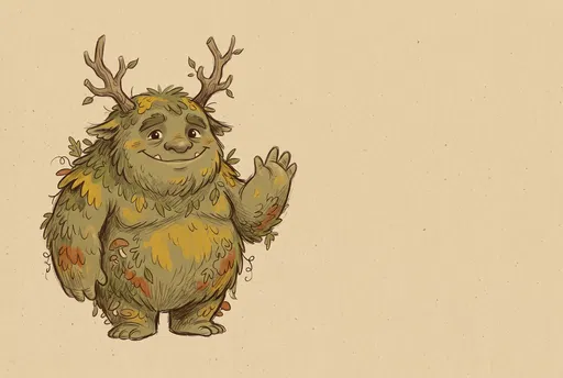 Friendly Mossy Swamp Troll Character Illustration