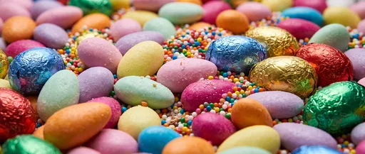 Colorful Easter Candies and Foil Eggs