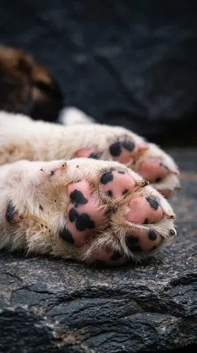 Spotted Puppy Paw Pads on Dark Slate