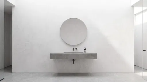 Minimalist Bathroom With Circular Mirror