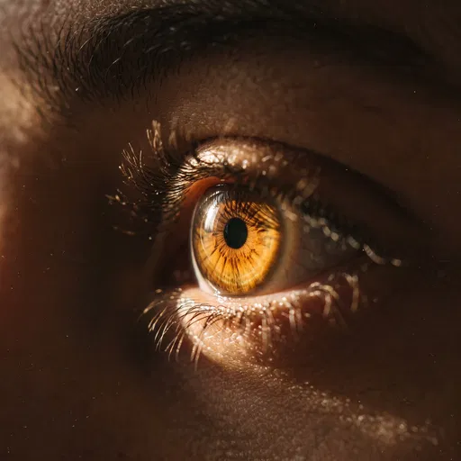 Close-Up of Sunlight on Amber Eye