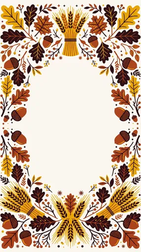 Symmetrical Autumn Botanical Frame Background
