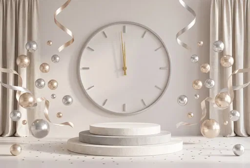 Minimalist New Year Clock and Podium