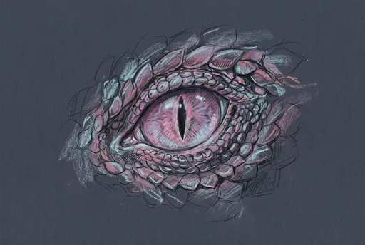Pastel Drawing of Dragon Eye