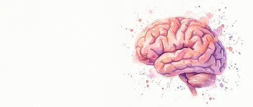 Watercolor Human Brain Profile With Copy Space