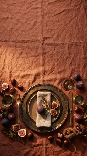 Autumn Table Setting With Figs and Chestnuts