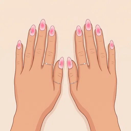 Illustration of Hands with Pink Aura Manicure