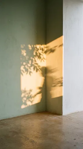 Warm Leaf Shadows on Minimalist Corner Wall