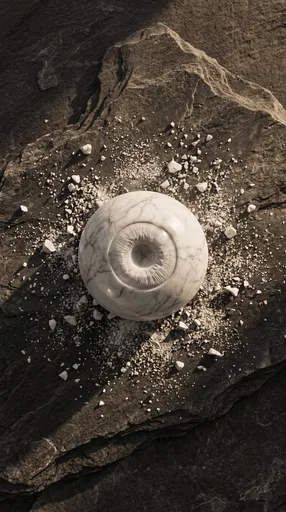 Sculpted White Marble Eyeball on Dark Slate