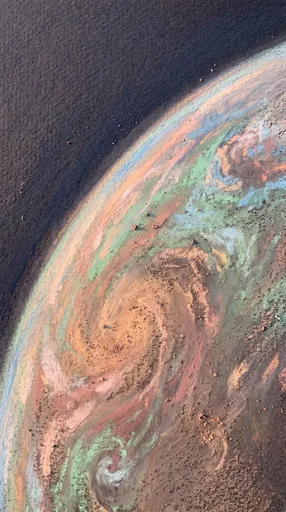 Pastel Chalk Drawing of Planet Horizon