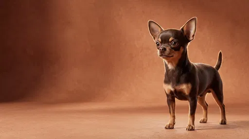 Chocolate Chihuahua on Terracotta Studio Backdrop