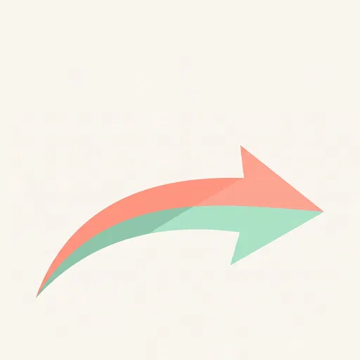 Pastel Coral and Mint Curved Arrow