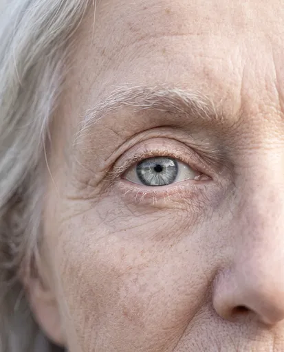 Close-Up of Elderly Woman's Gray Eye
