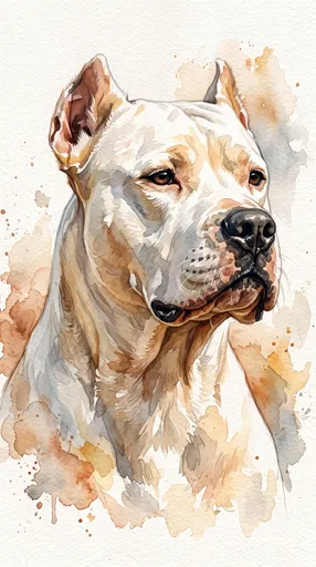 Watercolor Portrait of Dogo Argentino Dog