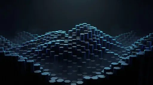 Dark Blue Hexagonal Pillar Wave Background