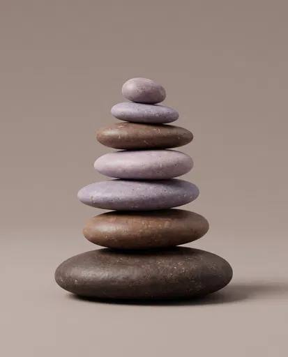 Stacked Lavender and Brown Zen Pebbles