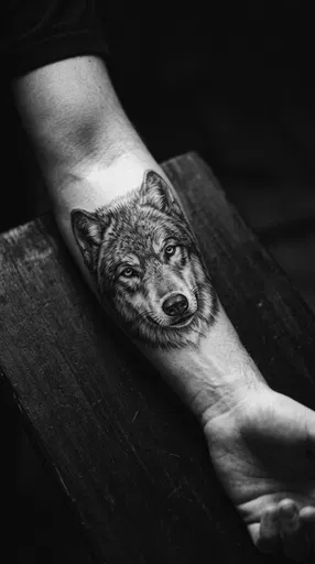 Realistic Wolf Tattoo on Forearm