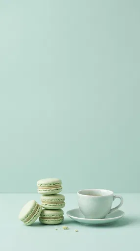 Pastel Green Macarons and Teacup
