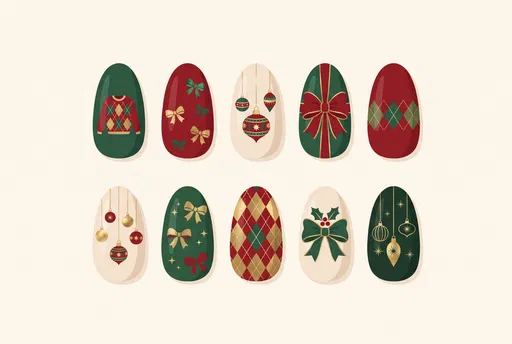 Festive Christmas Nail Art Illustration Set