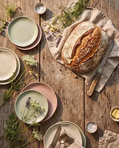 Artisan Bread Loaf on Rustic Table