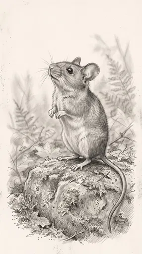 Graphite Drawing of Curious Wood Mouse