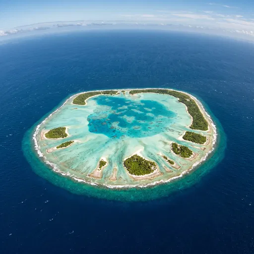 Aerial View of Tropical Coral Atoll