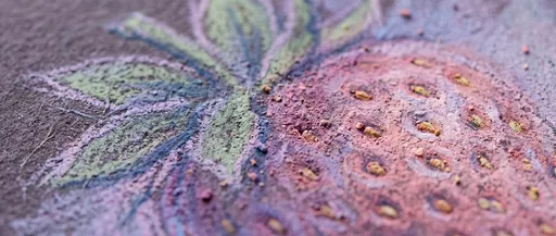 Macro Close-Up of Pastel Strawberry Drawing