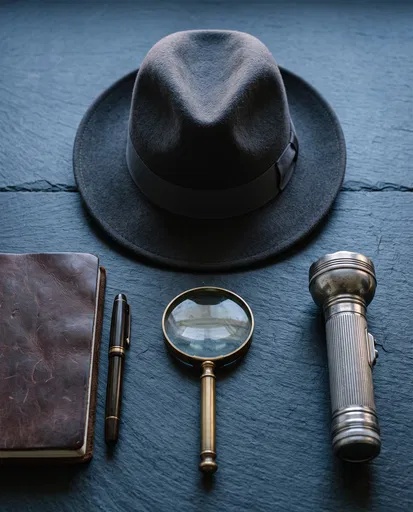 Classic Detective Tools Arranged on Slate