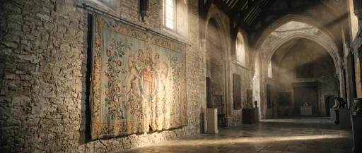 Renaissance Unicorn Tapestry in Stone Hall