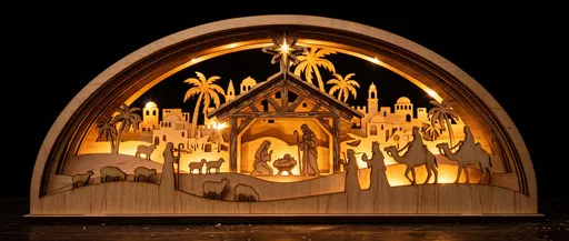 Illuminated Wooden Nativity Scene Arch