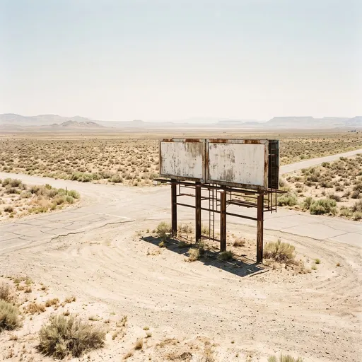 Weathered Blank Billboard at Desert Crossroads