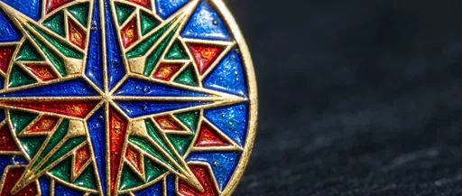 Macro Cloisonne Enamel Compass Rose